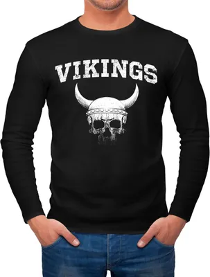 Produktbild von Herren Longsleeve Wikinger-Helm Skull Totenkopf Langarm-Shirt Fashion Streetstyle Neverless® schwarz M