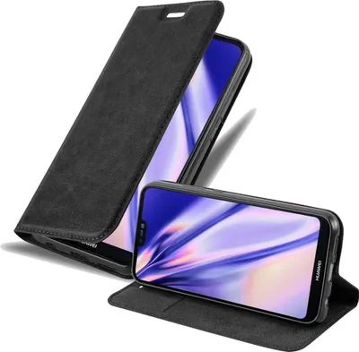 Produktbild von Cadorabo Hülle für Huawei P20 LITE 2018 / NOVA 3E Schutz Hülle in Schwarz Handyhülle Etui Case Cover Magnetverschluss