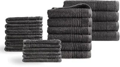 Produktbild von Unyqoos® 22-teiliges Baumwoll-Handtuchset – 600 g/m², , 4 Badetücher, 6 Handtücher, 6 Gästetücher, 6 Waschhandschuhe