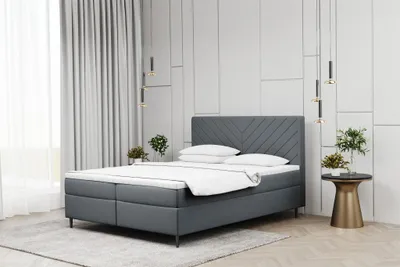 Produktbild von Boxspringbett Schlafzimmerbett BONITA 180x220cm in Stoff Matt Velvet Dunkelgrau