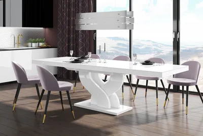 Produktbild von Design Esstisch Tisch HEB-111 Hochglanz ausziehbar 160 bis 256 cm