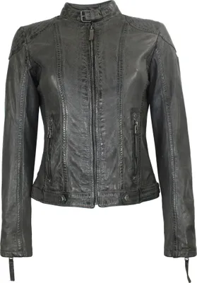 Produktbild von Gipsy - Damen Lederjacke Bikerjacke Lammnappa Kapuze anthrazit : 3XL