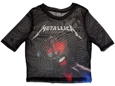 Produktbild von Metallica - "Moth Into Flame" Kurzes Top für Damen, Netzmaterial RO17384 (XXL) (Schwarz)