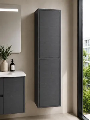 ORIGEN BATH FLORENCIA Badschrank 35x25x140 cm, 2 Türen, Graphit, Immagine generata dall'IA