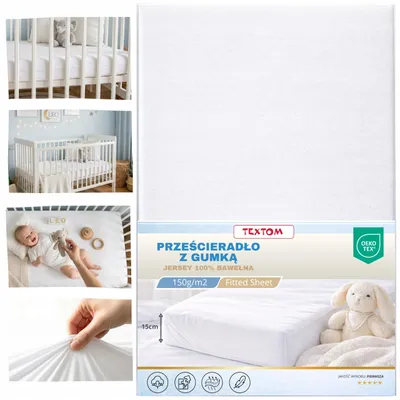 Obrázek produktu pro Textom Dětské prostěradlo s gumou 70x140 cm bílé 100% bavlna