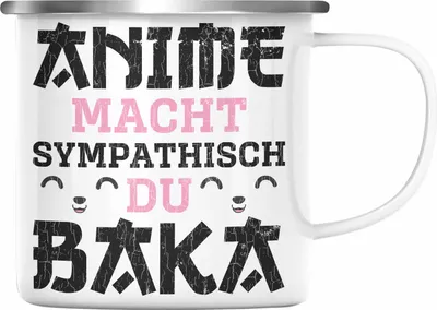 Produktbild von Trendation -  Anime Emaille Tasse Geschenk Spruch Emaille Emaille Tasse Geschenke Deko Anme Fan Sympathisch (Silber)