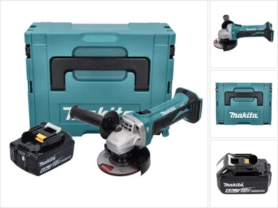 Produktbild von Makita DGA 452 G1J Akku Winkelschleifer 18 V 115 mm + 1x Akku 6,0 Ah + Makpac - ohne Ladegerät