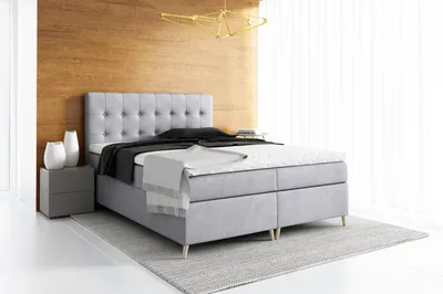 Produktbild von Boxspringbett AGANTI , Pocket Matraze Topper , 160 x 200 cm , ( Hellgrau - Jasmine 81 )