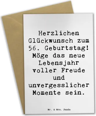 Produktbild von Mr. & Mrs. Panda Grußkarte Spruch 56. Geburtstag Freude - Weiß - Geschenk, Klappkarte, besonderer Anlass, osterkarten, Meilenstein, Lebensjahr, weihnachtskarten, Alter