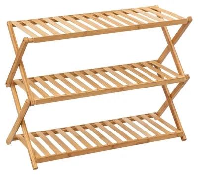 Produktbild von 5Five Schuhregal/Schuhschrank - natur - 9x Paar Schuhe - Bambus - 70x28x52 cm - faltbar