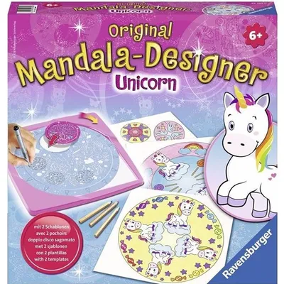 Immagine prodotto di Mandala Designer, Ravensburger Unicorno, Set creativo, Gioco di disegno, Dai 6 anni, Sagome incluse, Con matite