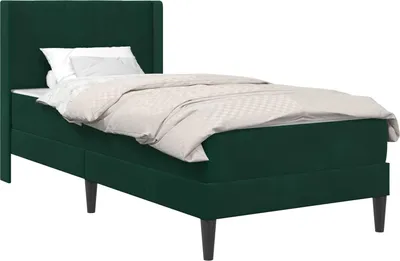 Produktbild von vidaXL Bettgestell mit Matratze Dunkelgrün 90 x 190 cm Samt