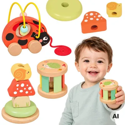Produktbild von Tooky Toy Ladybug 3-in-1-Entwicklungsspielset