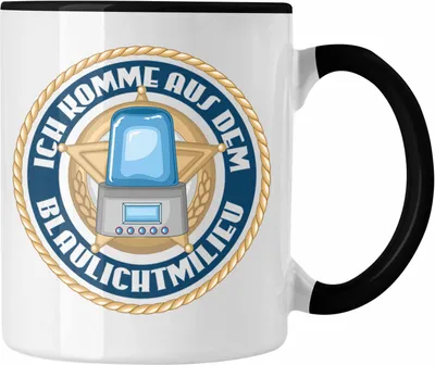 Produktbild von Trendation - Polizist Geschenk Tasse mit Spruch Geschenke Polizei Männer Lustig Blaulichtmilieu (Schwarz)