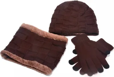 Obrázek produktu pro Pánský zimní set - Tmavě hnědá, čepice a rukavice KP21333