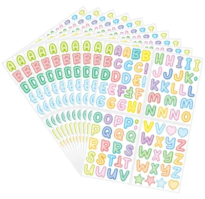 Großbuchstaben-Sticker, 4 Bögen, Schwarz, Vinyl, wasserdicht, 360 Stück