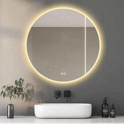 Produktbild von Runder LED-Kosmetikspiegel - 80 cm - Antibeschlagfunktion - Verstellbare Beleuchtung - Badezimmer