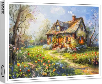 Produktbild von raxxa Premium-Puzzle "Summer Cottage with Wildflower Meadow", 1000 Teile