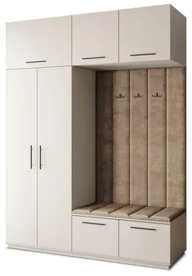 Produktbild von Masseno Garderobe-Set REMA 180/240/60 cm Modern Garderobenschrank Kaschmir, Veloursstoff MONOLITH 09 (Beige)