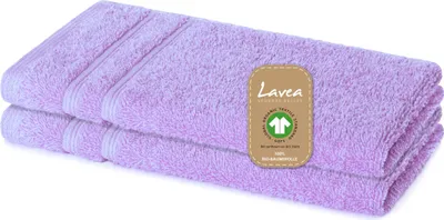 Zdjęcie produktu dla Lavea® zestaw 2 ręczników dla gości 30x50 cm, ręczniki dla gości Bali z bawełny, chłonne, 100% bawełna organiczna GOTS, liliowy