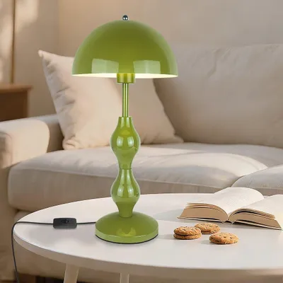 Pilzlampe Tischlampe, E27, grün, Retro-Stil, mit Schalter