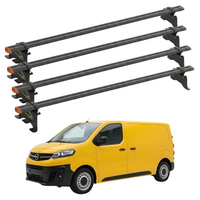 Produktbild von Dachgepäckträger für Opel Vivaro ab Baujahr 2019, Befestigungspunkte, Aluminium, 4 Querträger