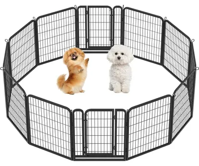 Produktbild von Yaheetech Welpenauslauf 12 Panele 80 cm hoch Metall mit 2 Türen