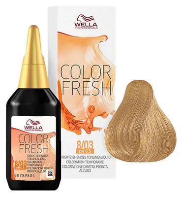 Produktbild von Wella Color Fresh, Blond, 8/03, Light Blonde/natural Gold, Frauen, 75 ml, Farbspeichernd, Glanz