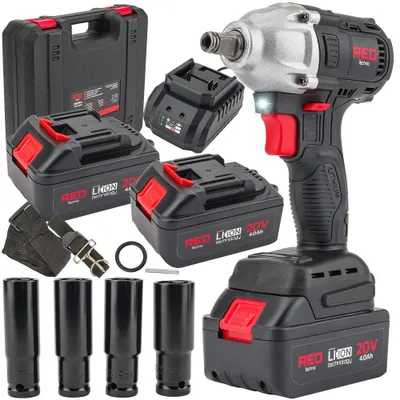 Obrázok produktu pre RED TECHNIC RTAKU0026 AKU rázový uťahovák 20V 380Nm + 2x batérie 4Ah