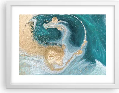 Produktbild von Gerahmtes Poster - Weißer Rahmen - Golden Türkis Hintergrund - 40x30 cm - Wand Bild - Wanddeko - Wandbilder - Kunstposter - Wandposter - Bilderrahmen - Bilder - Kunstdruck - P2WAA40x30-4969
