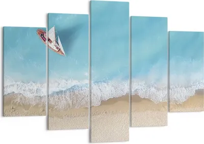 Produktbild von Bild auf Leinwand - Leinwandbild - 5 Teile - Yacht Sommer Meer - 150x100cm - Wand Bild - Wanddeko - Wandbilder - Leinwanddruck - Bilder - Wanddekoration - Leinwand bilder - Wandbild - EA150x100-4140