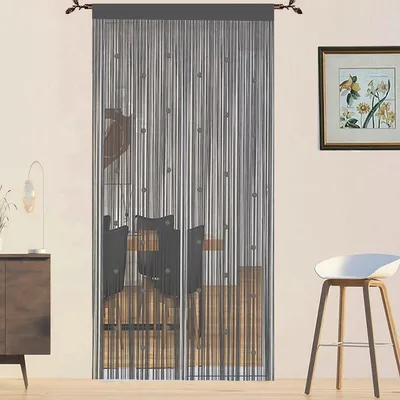 Obrázek produktu pro Záclona z korálků na dveře - Proti hmyzu - Šedá - 200 x 200 cm - Na dveře a dělicí příčku