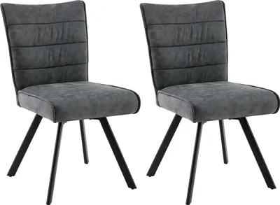 Produktbild von byLIVING Stuhl 2-er Set ROBBIE / Bezug in anthrazit, Gestell in schwarz / 360° drehbar & Taschenfederkern / Esszimmerstuhl / Polsterstuhl / B 48 x H 89,5 x T 63,5 cm