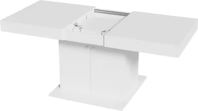 Produktbild von Flieks Ausziehbarer Esstisch Küchentisch mit Schrank, Rechteckig Esszimmertisch mit Stauraum, Ausziehbar Dehnbar Tisch, 140/180x80x76cm, Weiß