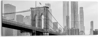 Produktbild von Bild auf Leinwand - Leinwandbild - 3 Teile - Brücke Brooklyn schwarz und weiß - 150x50cm - Wand Bild - Wanddeko - Wandbilder - Leinwanddruck - Bilder - Wanddekoration - Leinwand bilder - CA150x50-4245