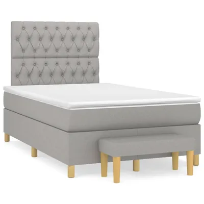 Produktbild von Boxspringbett mit Matratze Hellgrau 120x200 cm Stoff