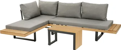 Produktbild von greemotion Gartenlounge-Set Lana Lounge-Set Beige-Holz / Grau inkl. Auflagen & Tisch