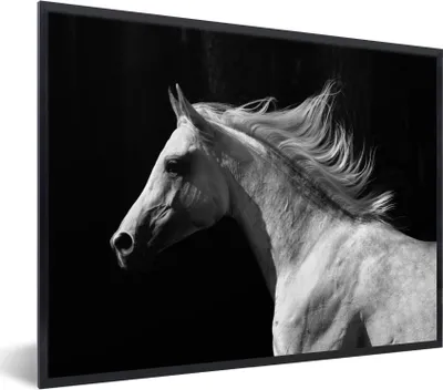 Produktbild von MuchoWow® MuchoWow® Gerahmtes Poster Pferde - Nutztiere - Mähnen 80x60 cm - Poster mit zchwarzem Bilderrahmen - Schwarzem - Mit Gestell