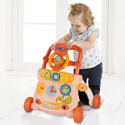 Image de Chariot de marche avec jouets pour bébé Trotteur pour enfants de 10 mois et plus Rose
