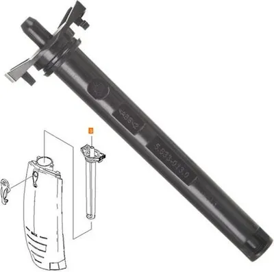 A black plastic part for a window cleaner, shown in isolation with a diagram inset.