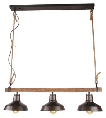 Imagen del producto de Lámpara colgante Max Schwarz/Madera, 88 cm, máx. 3 x 40W E27, con altura ajustable