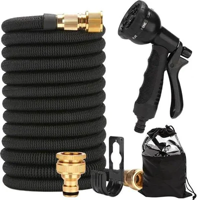 Image de Tuyau d'arrosage flexible de 15 mètres avec kit de nettoyage et 8 fonctions - idéal pour l'arrosage du jardin et le lavage de voiture