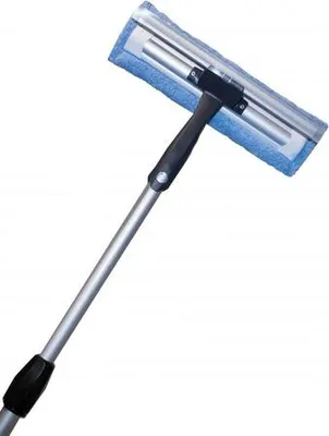 Image de Manche à eau télescopique D&L pour le nettoyage des vitres avec raclette en silicone et chiffon en microfibre - 2 M
