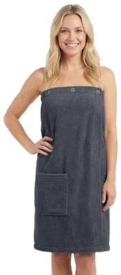 Produktbild von LAYNENBURG Premium Saunakilt Damen mit Knopfverschluss - 100% Baumwolle –  100 - Frauen Saunatuch - Frottee Sauna-Handtuch, Kilt mit Gummizug für Wellness, Spa & Sauna(XL-XXL anthrazit)