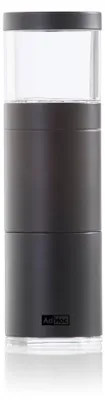 Produktbild von AdHoc Muskatmühle Muskatino, mit original AdHoc PreciseCutDuo®, Edelstahl schwarz/Acryl, D: 3,8 cm, H: 12,5 cm