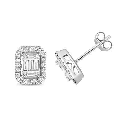 Image de Boucles d'Oreilles Femme Or Blanc 375/1000 et Diamant Baguette 0.44 Carat H - SI - 9mm*7mm; TRS20967