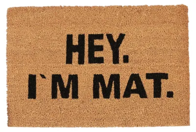 Image de Tapis d'entrée Relaxdays I'M MAT, en fibres de coco, antidérapant, pour l'intérieur et l'extérieur, L x P : 60 x 40 cm, naturel/noir