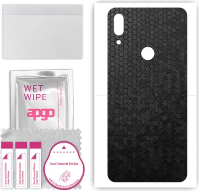 Produktbild von apgo Rückseite Schutzfolie, Skin, kompatibel mit Huawei P Smart Z, Hinten Displayschutzfolie aus Vinylfolie, kratzfest, einfache Montage - Schwarze Honigwabe