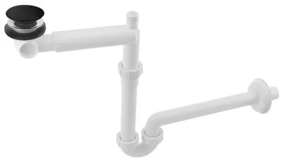 Obrázok produktu pre URBINO priestorovo úsporný umývadlový sifón s funkciou click-clack, 5/4", odtok 32 mm, biely/čierny matný