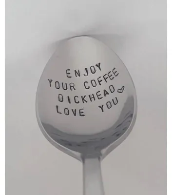 Kaffeelöffel mit Liebesspruch, 19 cm, Edelstahl, silber